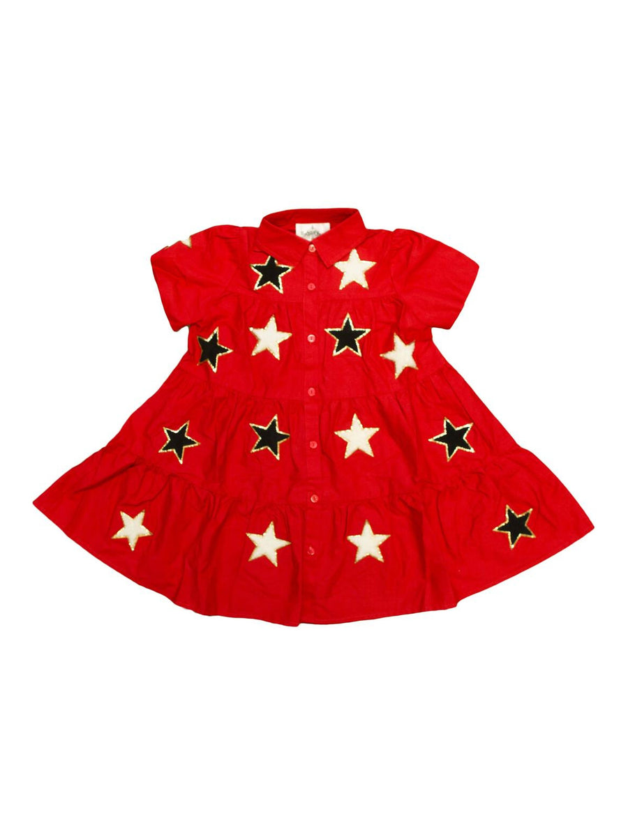 Red & Black Chenille Star Dress