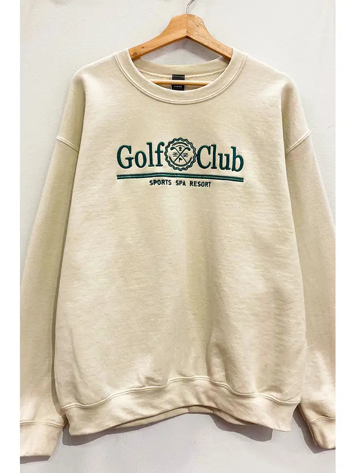 Oversized Golf Club Embroidered Sweatshirt – Sand