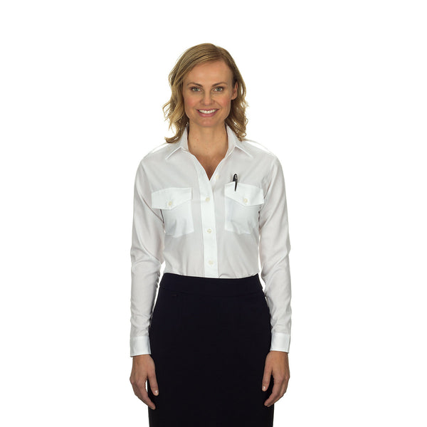 Van Heusen Women’s White Aviator Shirt-Long Sleeve