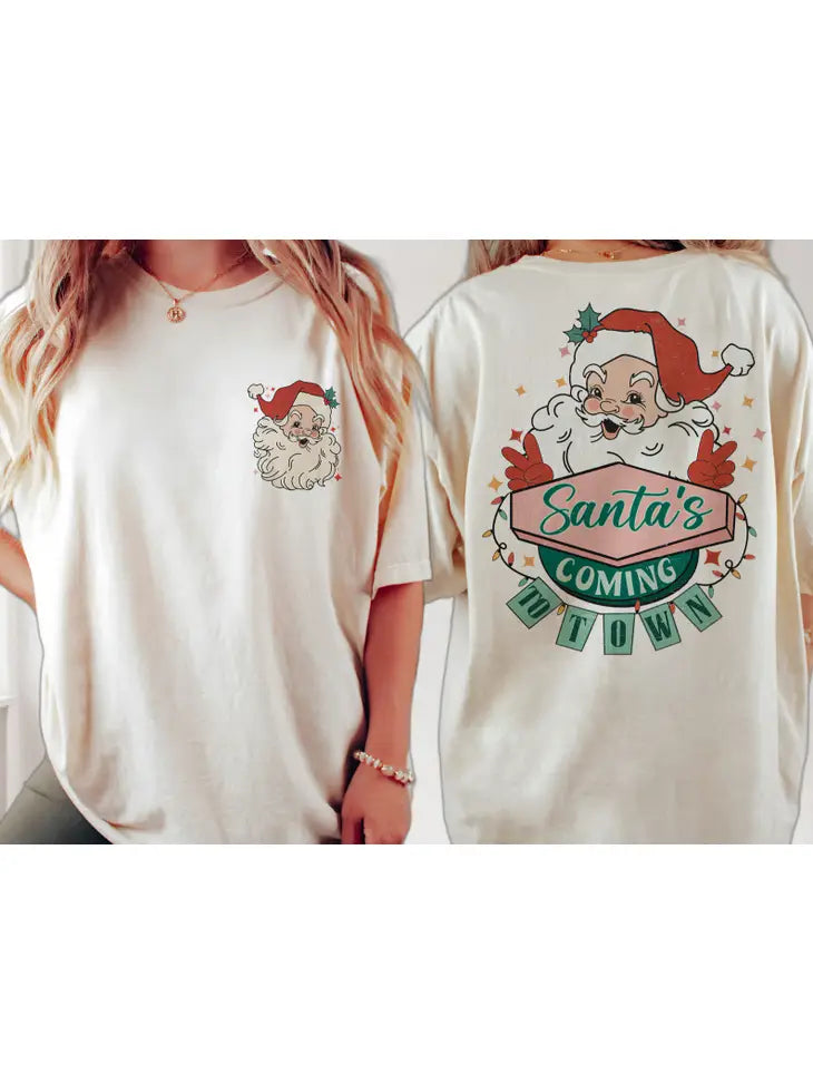 Women’s Santa’s Coming to Town Graphic Tee