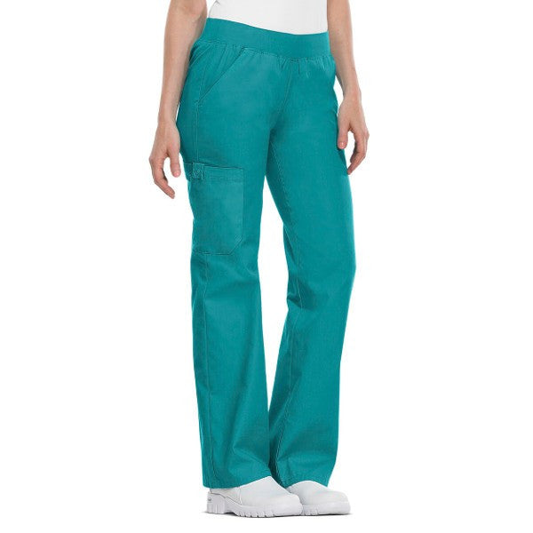 Cherokee Women’s Teal Blue Flexibles Mid-Rise Knit Waist Pull-On Pant