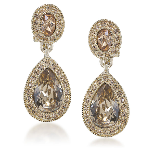 Carolee The Bridget Crystal Double Drop Clip On Earrings