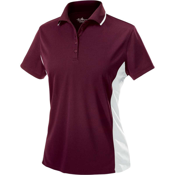 Charles River Women’s Maroon/White Color Blocked Wicking Polo