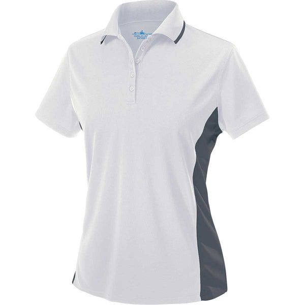 Charles River Women’s White/Slate Grey Color Blocked Wicking Polo