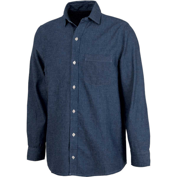 Charles River Men’s Indigo Blue Straight Collar Chambray Shirt