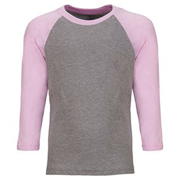 Next Level Youth Lilac/Dark Heather Grey CVC 3/4-Sleeve Raglan Tee