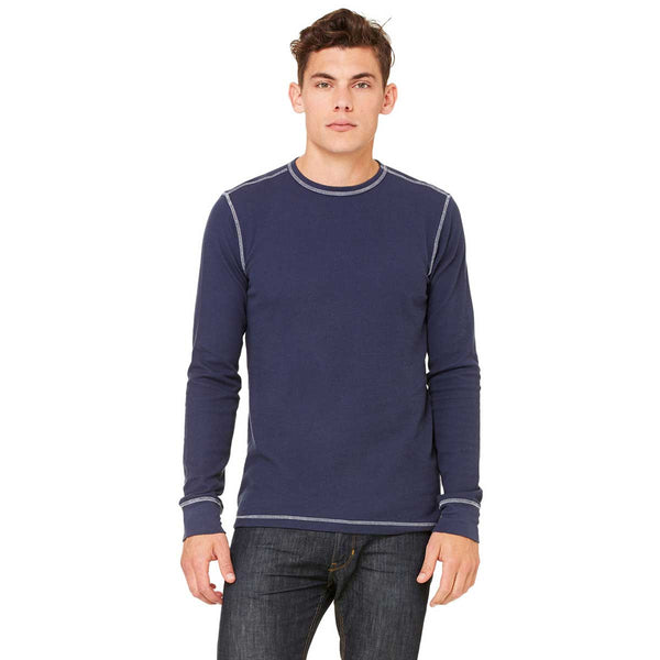 Bella + Canvas Men’s Navy/Grey Thermal Long-Sleeve T-Shirt