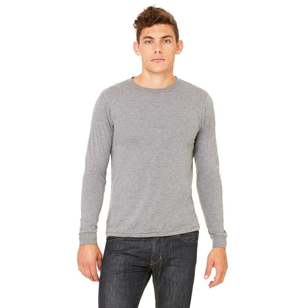 Bella + Canvas Men’s Grey Triblend Jersey Long-Sleeve T-Shirt