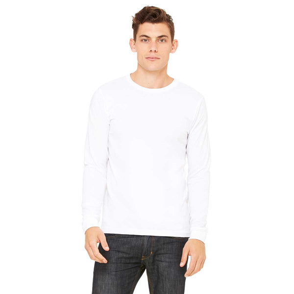 Bella + Canvas Men’s White Jersey Long-Sleeve T-Shirt