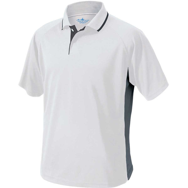 Charles River Men’s White/Slate Grey Color Blocked Wicking Polo