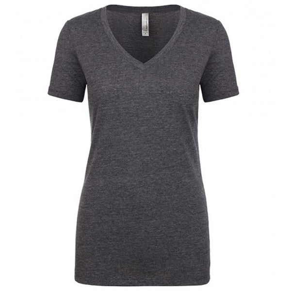 Next Level Women’s Charcoal Poly/Cotton V-Neck Tee