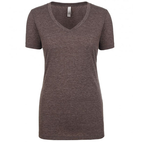 Next Level Women’s Espresso Poly/Cotton V-Neck Tee