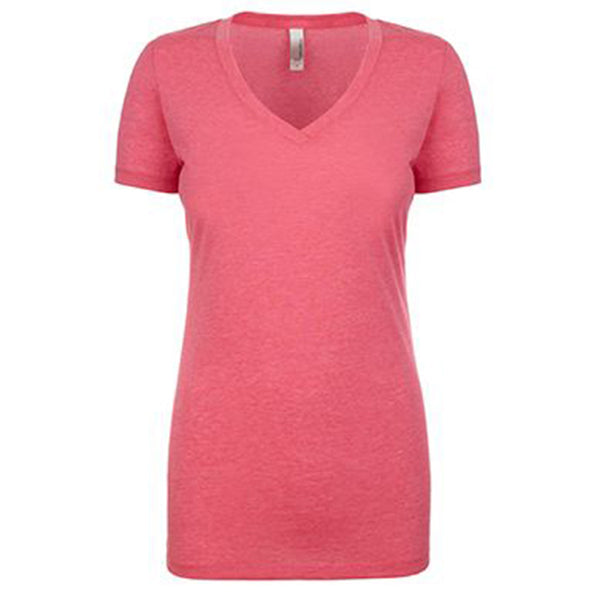 Next Level Women’s Hot Pink Poly/Cotton V-Neck Tee