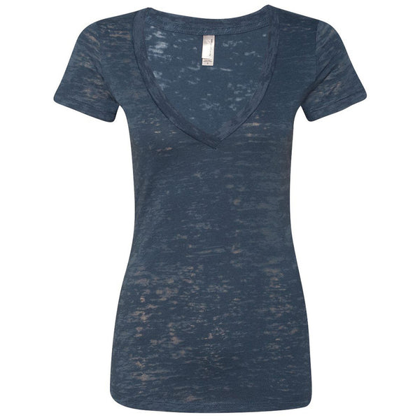 Next Level Women’s Indigo Burnout Deep V Tee