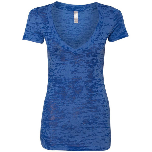 Next Level Women’s Royal Burnout Deep V Tee