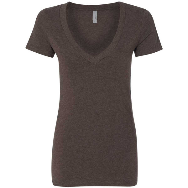 Next Level Women’s Espresso CVC Deep V Tee