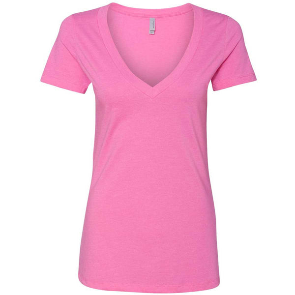 Next Level Women’s Hot Pink CVC Deep V Tee