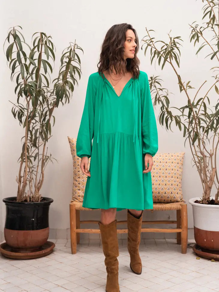 Madrid Short Long Sleeve Dress – Green