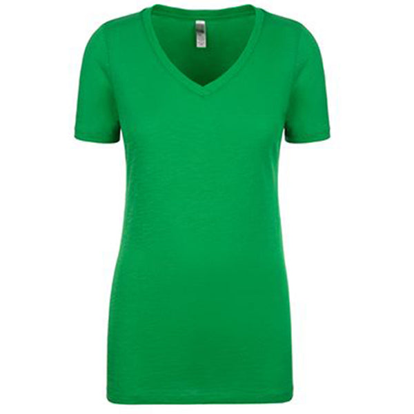 Next Level Women’s Kelly Green Slub Crossover V-Neck Tee