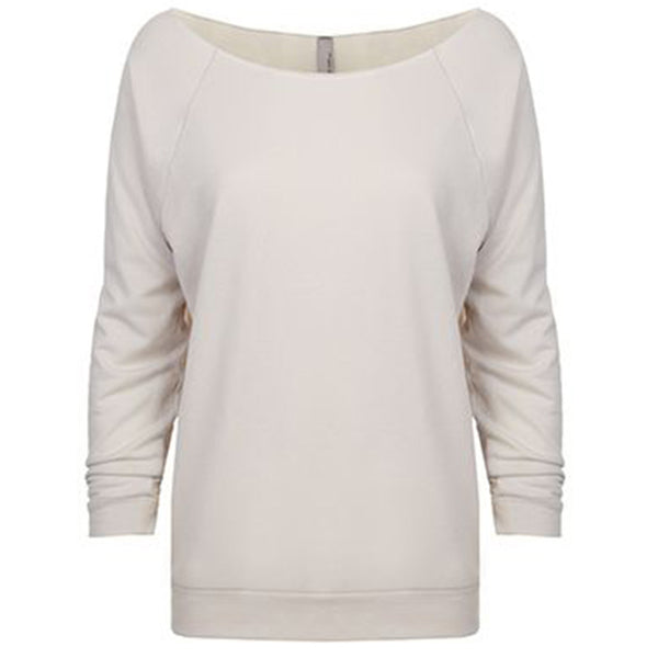 Next Level Women’s Sand Terry Raw-Edge 3/4-Sleeve Raglan Tee