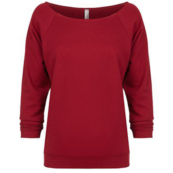 Next Level Women’s Scarlet Terry Raw-Edge 3/4-Sleeve Raglan Tee