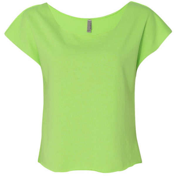 Next Level Women’s Neon Heather Green Terry Dolman Tee