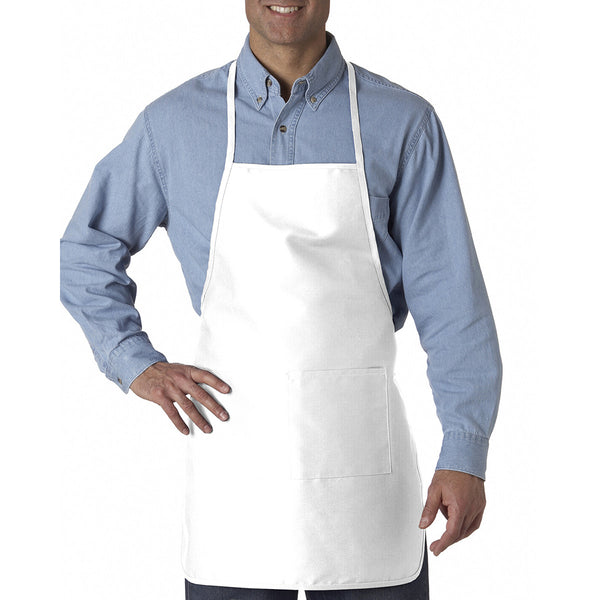 UltraClub Men’s White Large Two-Pocket Apron