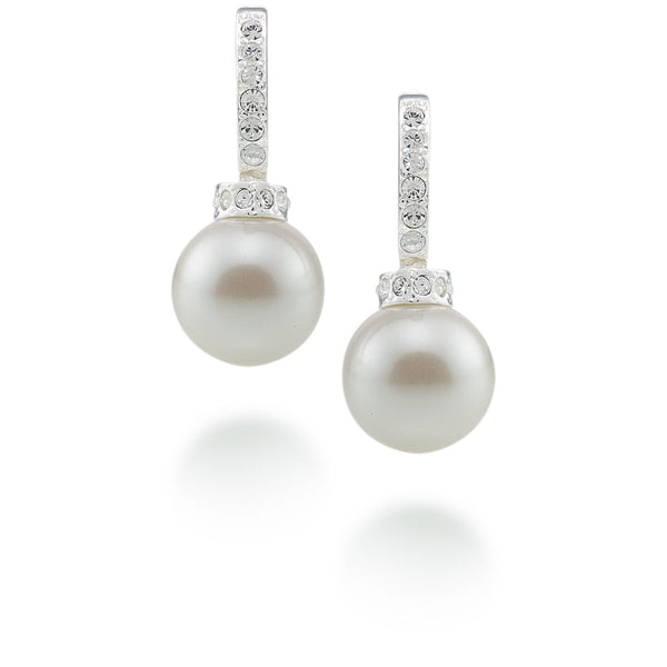 Carolee The Megan Crystal and Pearl Hoop Pierced Earrings