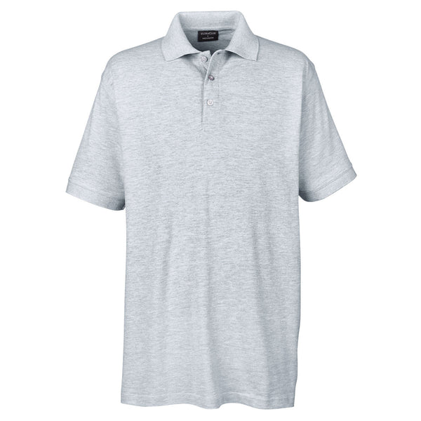 UltraClub Men’s Heather Grey Basic Pique Polo