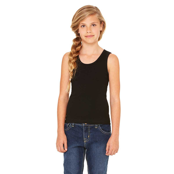 Bella + Canvas Girl’s Black Stretch Rib Tank