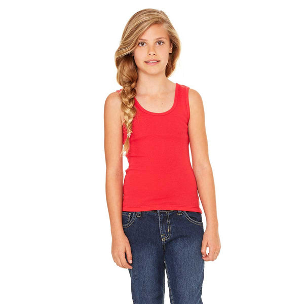 Bella + Canvas Girl’s Red Stretch Rib Tank