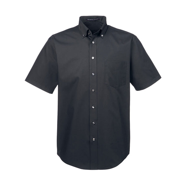 Devon & Jones Men’s Black Crown Collection Solid Broadcloth Short-Sleeve Shirt