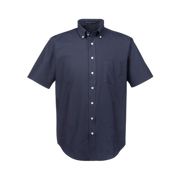 Devon & Jones Men’s Navy Crown Collection Solid Broadcloth Short-Sleeve Shirt