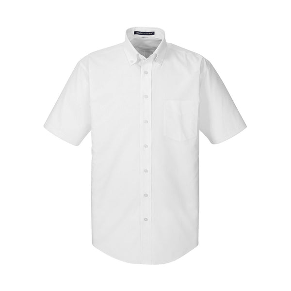 Devon & Jones Men’s White Crown Collection Solid Broadcloth Short-Sleeve Shirt