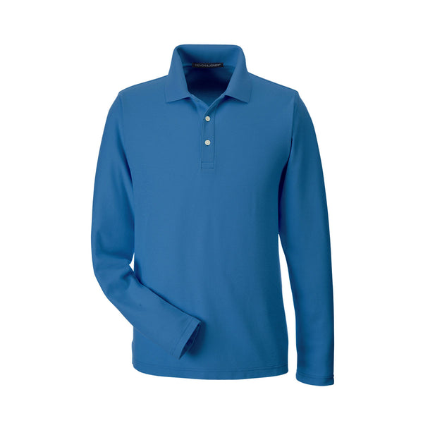 Devon & Jones Men’s French Blue Drytec 20 Performance Long-Sleeve Polo