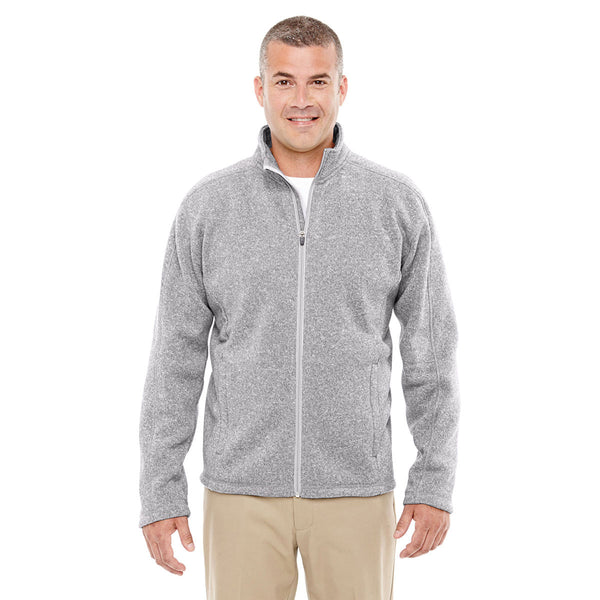 Devon & Jones Men’s Grey Heather Bristol Full-Zip Sweater Fleece Jacket