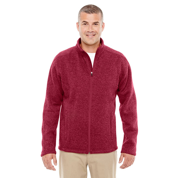 Devon & Jones Men’s Red Heather Bristol Full-Zip Sweater Fleece Jacket