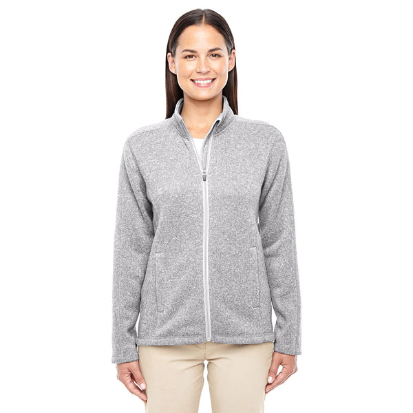 Devon & Jones Women’s Grey Heather Bristol Full-Zip Sweater Fleece Jacket