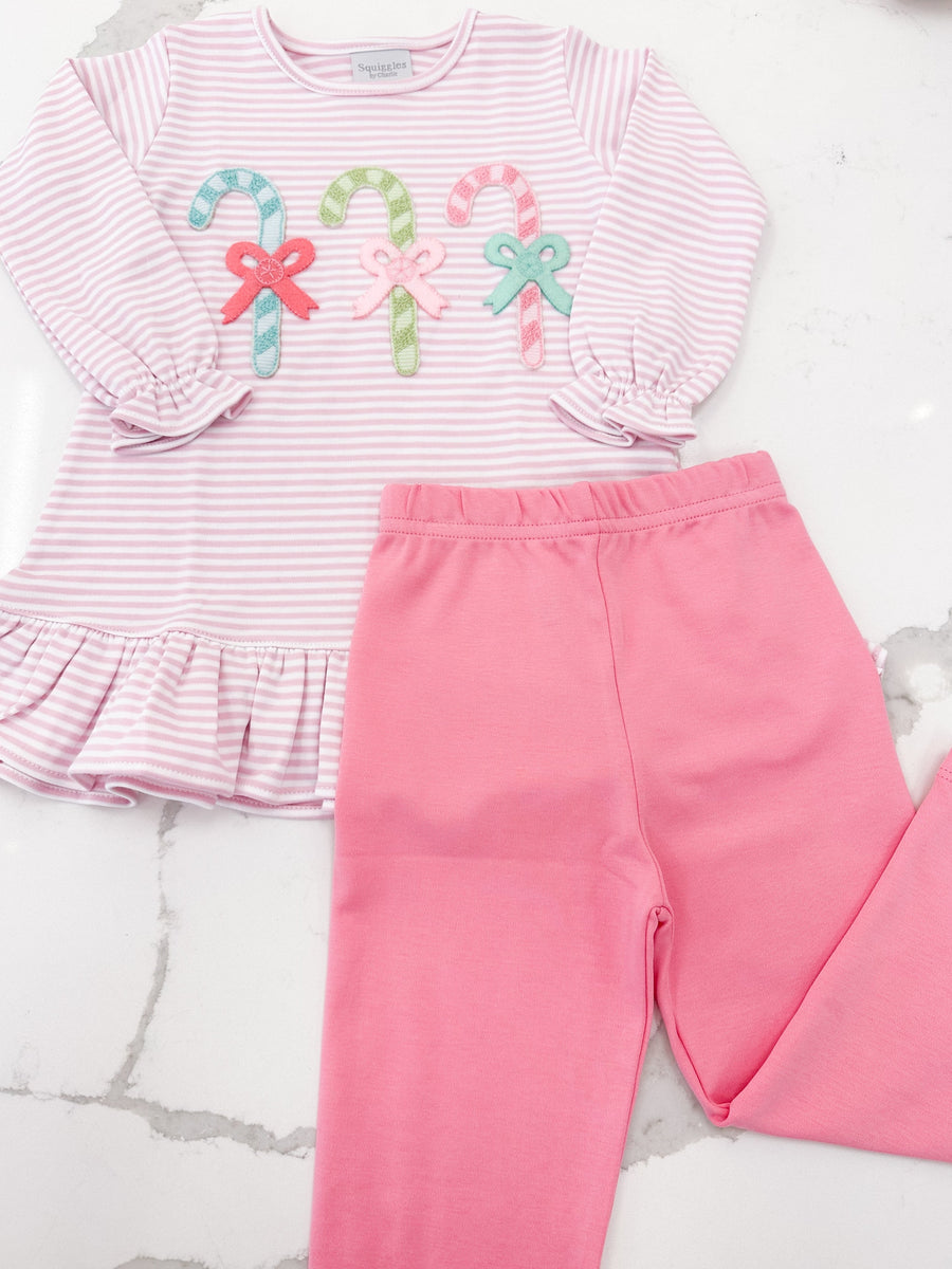 Pastel Candy Canes Legging Set