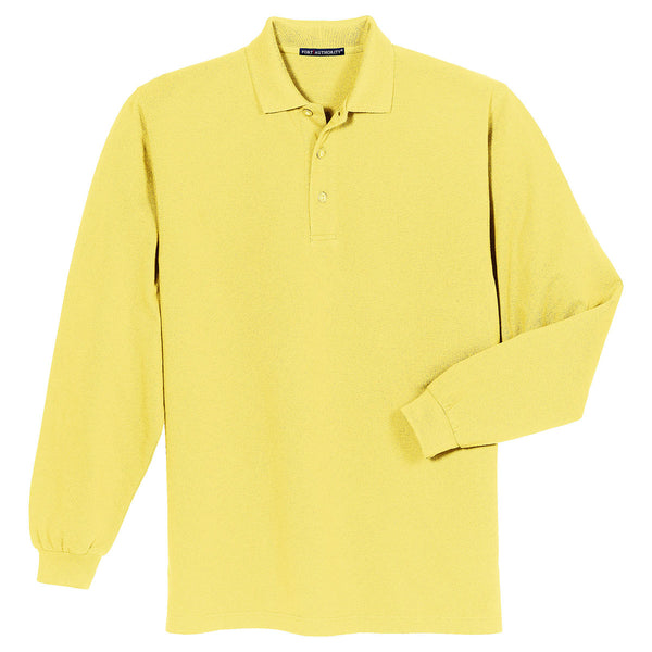 Port Authority Men’s Yellow Long Sleeve Pique Knit Polo