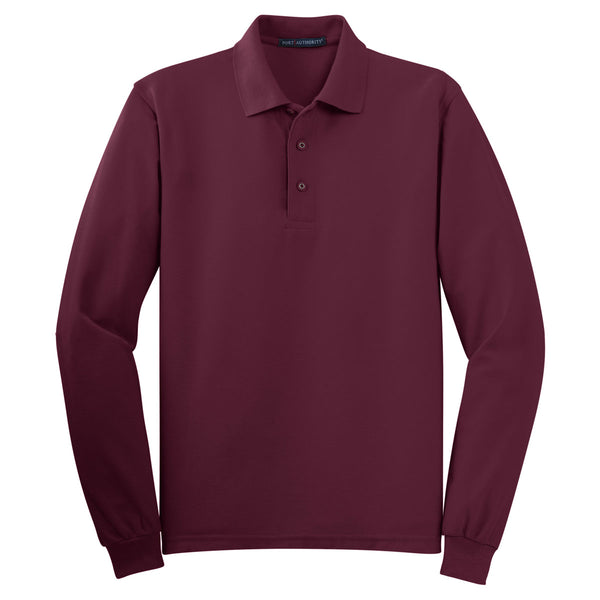 Port Authority Men’s Burgundy Long Sleeve Silk Touch Polo