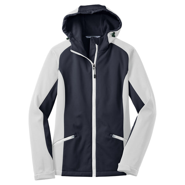 Port Authority Women’s Navy Eclipse/White Gradient Hooded Soft Shell Jacket