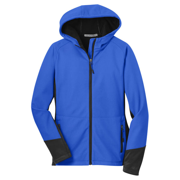 Port Authority Women’s Snorkel Blue/Black Vertical Hooded Soft Shell Jacket