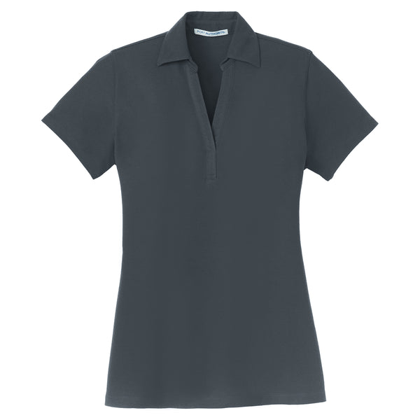 Port Authority Women’s Steel Grey Silk Touch Y-Neck Polo