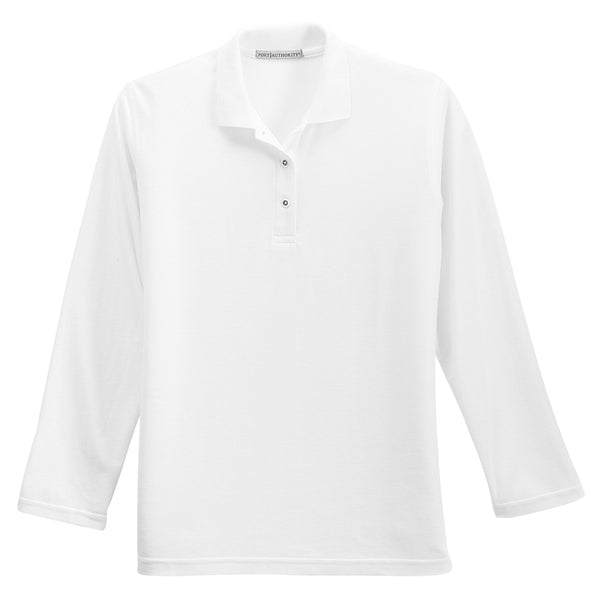 Port Authority Women’s White Long Sleeve Silk Touch Polo