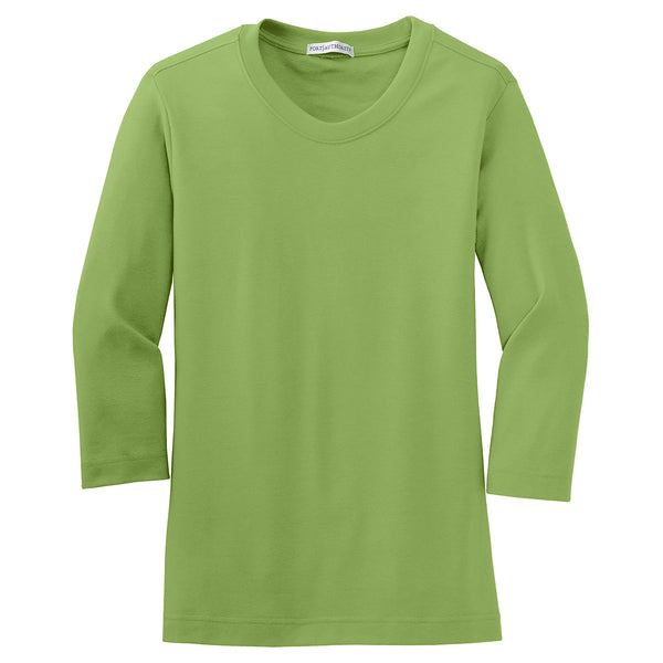 Port Authority Women’s Leaf Green Modern Stretch Cotton 3/4-Sleeve Scoop Neck Shirt