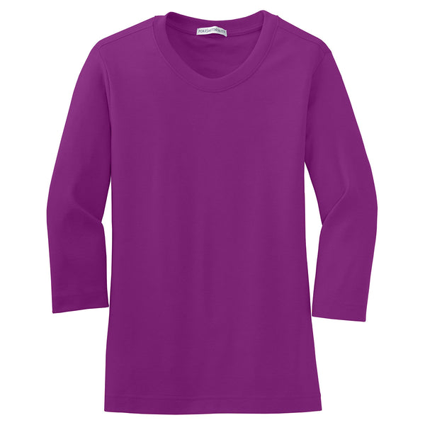 Port Authority Women’s Sparkling Grape Modern Stretch Cotton 3/4-Sleeve Scoop Neck Shirt