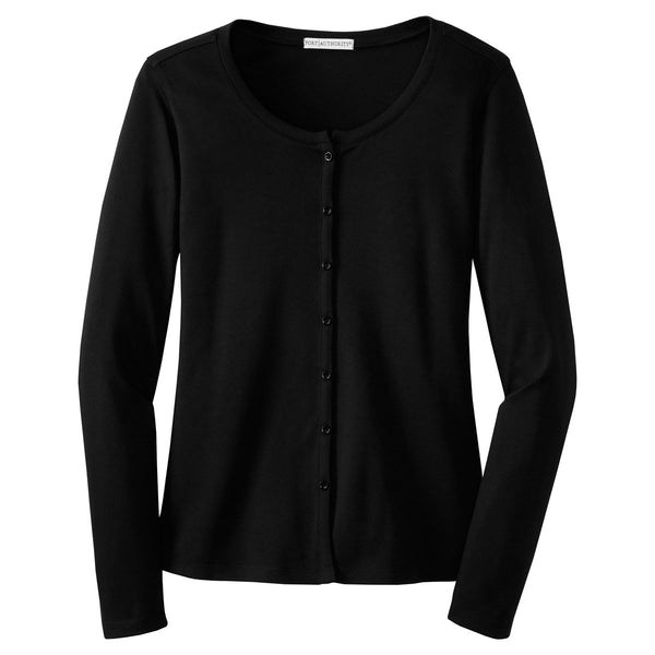 Port Authority Women’s Black Silk Touch Interlock Cardigan