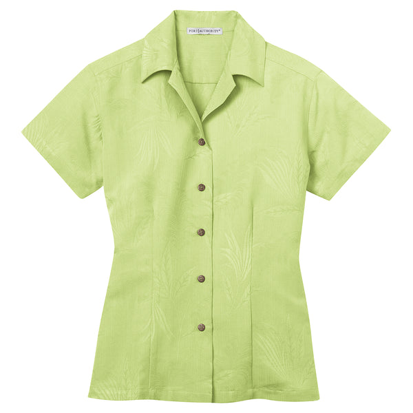 Port Authority Women’s Whisper Green Patterned Easy Care Camp Shirt