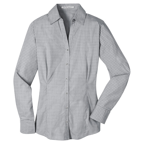 Port Authority Women’s Charcoal Plaid Pattern Easy Care Shirt